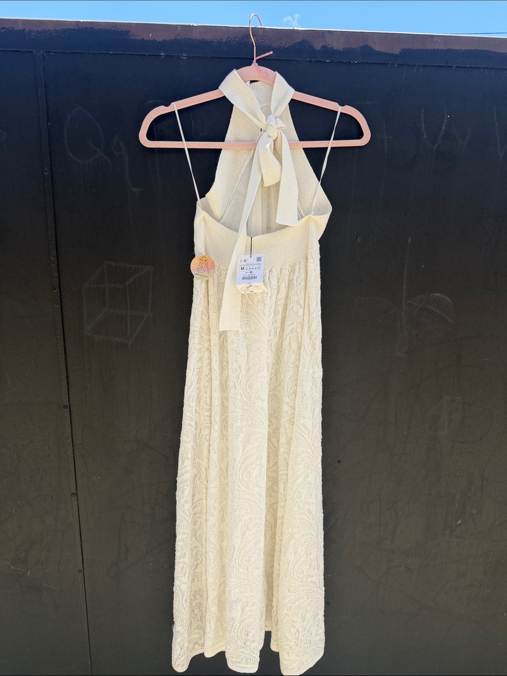 Zara Ivory Halter-Style Textured Maxi Dress PoIntelle open knit - Picture 4 of 6